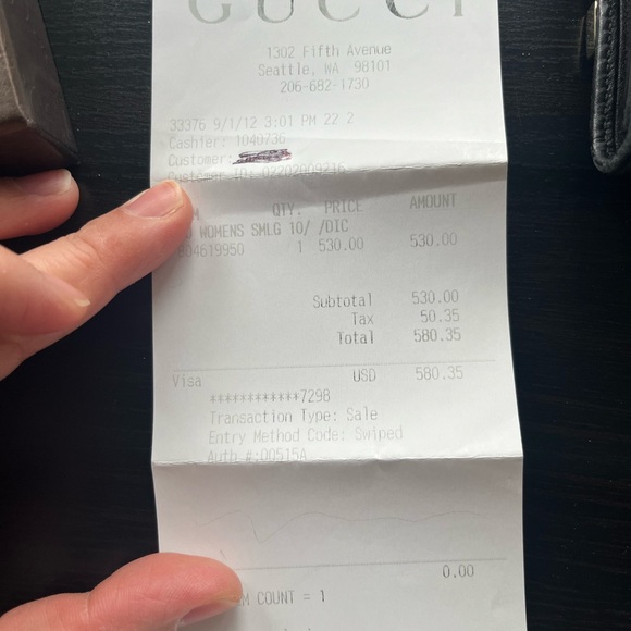 Gucci Store Receipt - Picture 1 of 8